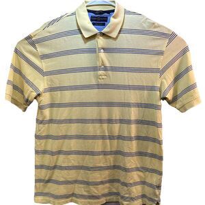 Tommy Hilfiger Golf Mens Polo‎ Shirt Yellow/Stripe Large Cotton Vintage Collar